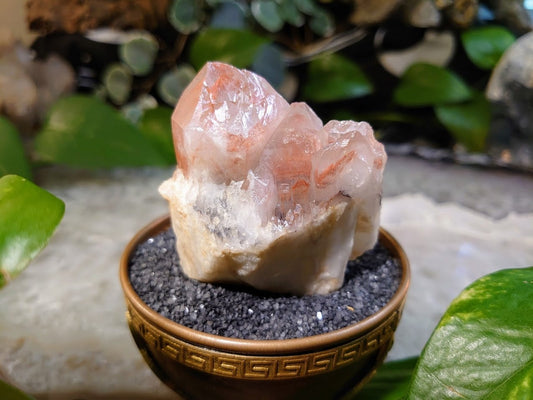 96.9g Fire Quartz Cluster with Phantoms / Hematoid Quartz for Crystal Healing / Meditation / Reiki / Home and Altar Decor