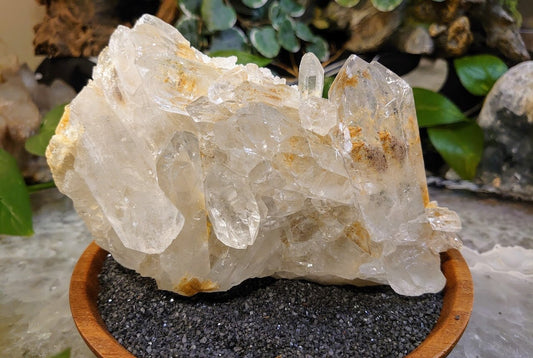 937g Clear Quartz Cluster with Golden Healer and Lodolite Inclusions from Minas Gerais, Brazil for Crystal Healing / Altar and Home Decor