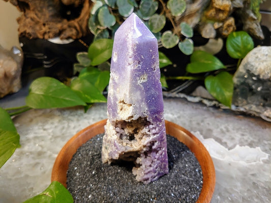 5.75" Grape Agate Tower/Generator/Obelisk Partially Polished for Crystal Healing/ Gemstone Home and Altar Decor/ Reiki/ Meditation