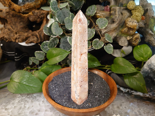 6.375" Crazy Lace Agate Tower with Crystal Druzy Pockets from Indonesia for Home and Altar Decor / Crystal Healing / Generator / Obelisk