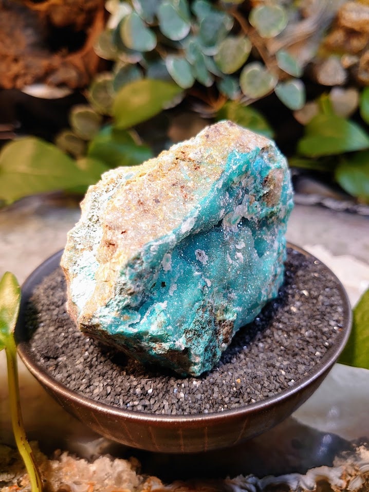 232g Natural Chrysocolla with Druzy on Matrix for Home and Altar Decor / Energy Work / Crystal Healing / Collection / Gifting for Her & Him