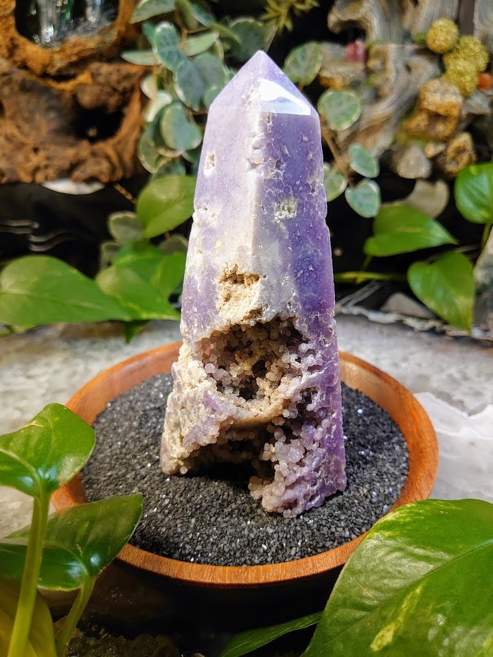 5.75" Grape Agate Tower/Generator/Obelisk Partially Polished for Crystal Healing/ Gemstone Home and Altar Decor/ Reiki/ Meditation