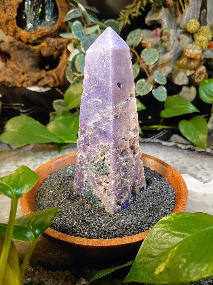 5.75" Grape Agate Tower/Generator/Obelisk Partially Polished for Crystal Healing/ Gemstone Home and Altar Decor/ Reiki/ Meditation