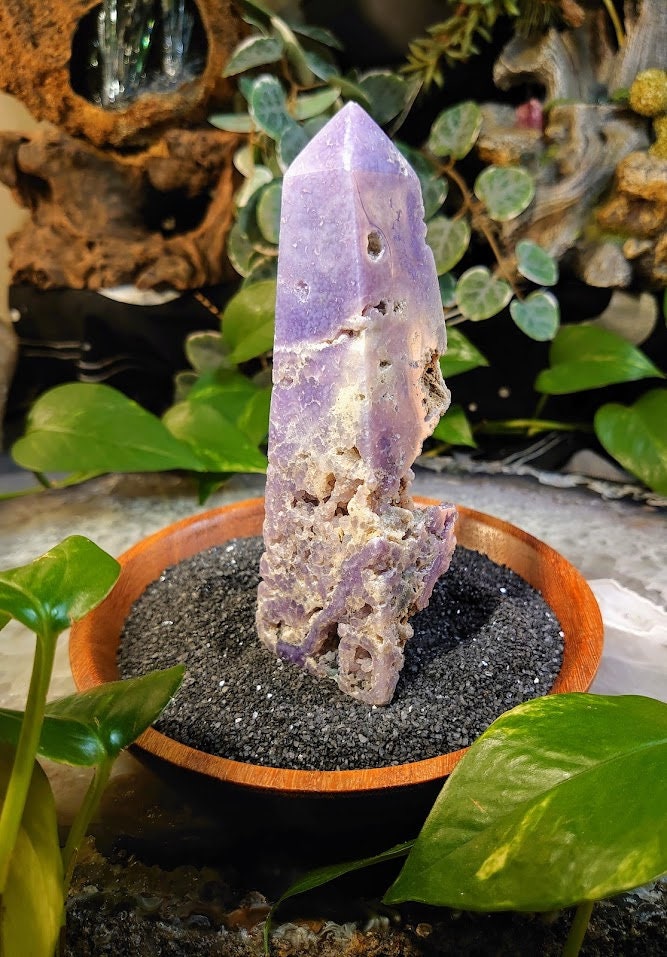 5.75" Grape Agate Tower/Generator/Obelisk Partially Polished for Crystal Healing/ Gemstone Home and Altar Decor/ Reiki/ Meditation