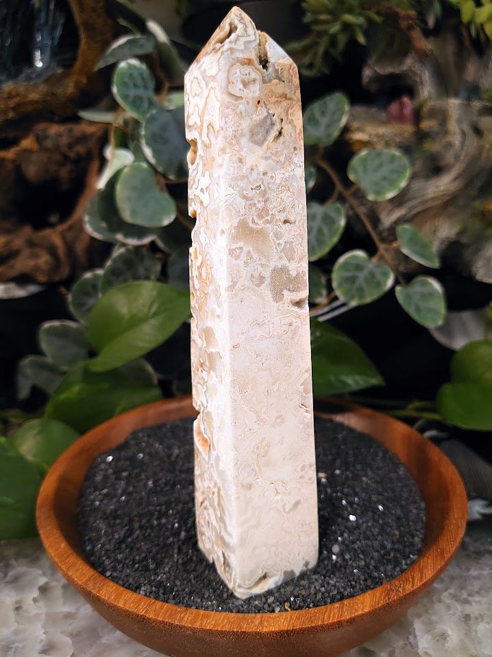 235g Crazy Lace Agate Tower with Crystal Druzy Pockets from Indonesia for Home and Altar Decor / Crystal Healing / Generator / Obelisk