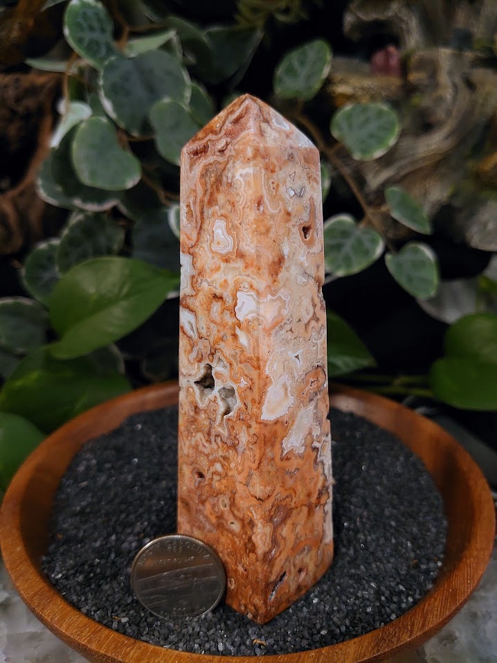 222g Crazy Lace Agate Tower with Crystal Druzy Pockets from Indonesia for Home and Altar Decor / Crystal Healing / Generator / Obelisk