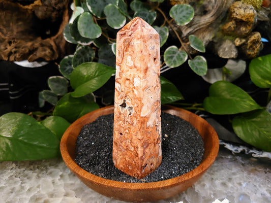 222g Crazy Lace Agate Tower with Crystal Druzy Pockets from Indonesia for Home and Altar Decor / Crystal Healing / Generator / Obelisk