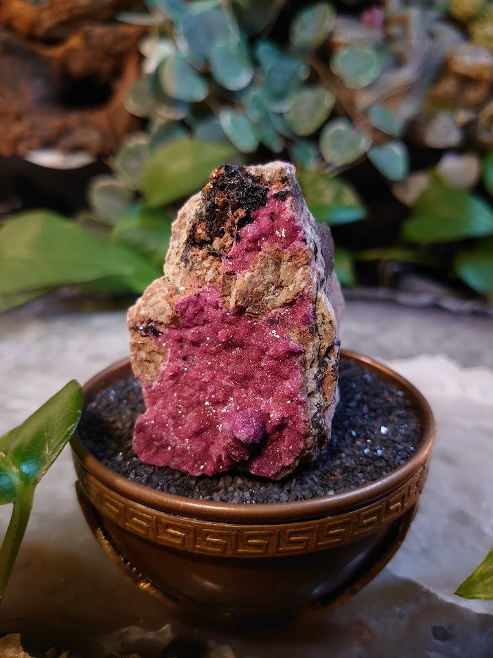 111.1g Natural Cobaltoan Calcite on Matrix with Malachite Inclusions / Salrose for Crystal Healing / Collection / Gifting for Her & Him