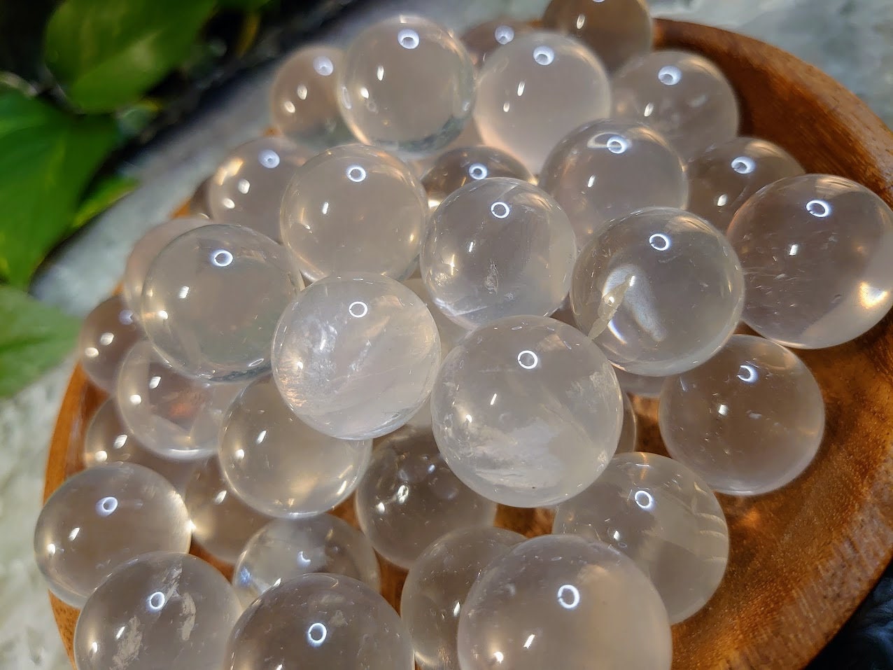 Small Ice Quartz Star Spheres from Brazil for Crystal Healing / Meditation / Reiki / Home and Altar Decor / Gifting