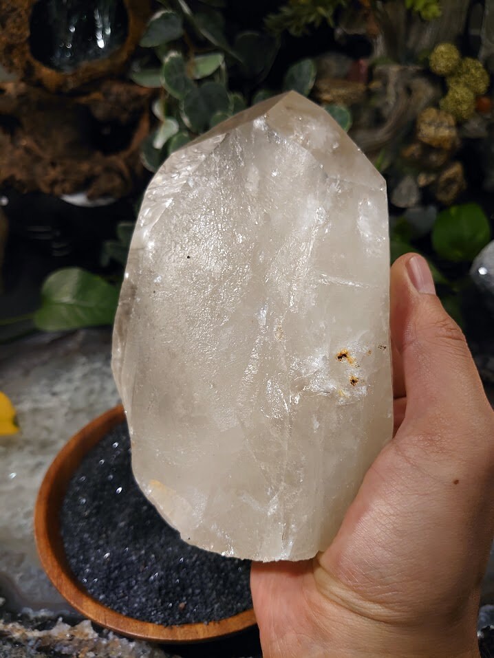 1,784g Large Quartz Point, Semi Polished from Minas Gerais Brazil for Crystal Healing / Meditation / Altar Decor