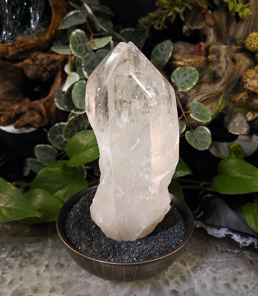 818g Clear Lemurian Quartz Twin Point, Semi Polished from Minas Gerais Brazil for Crystal Healing / Meditation / Altar Decor