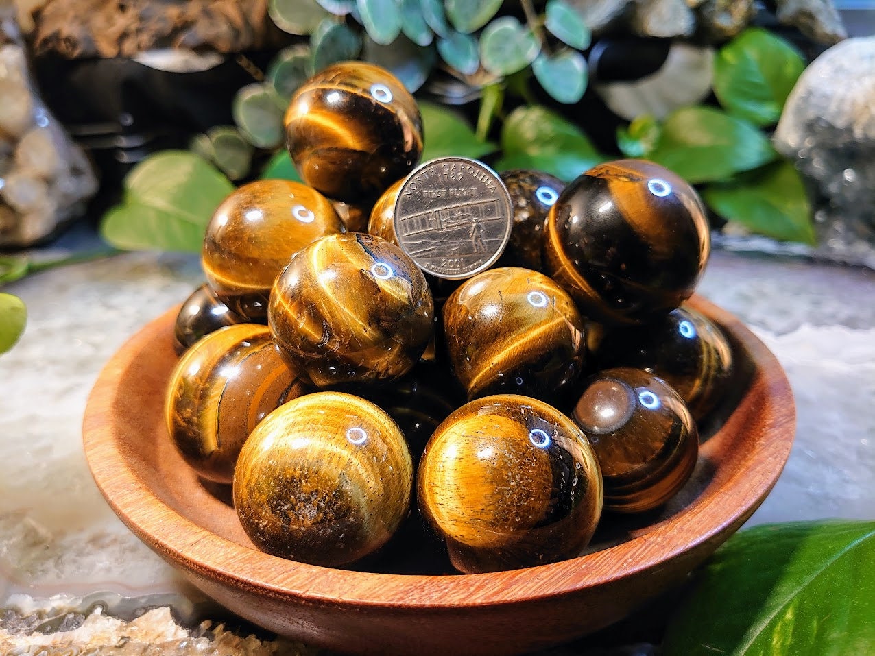 30-35mm Golden Tiger's Eye Spheres from Prieska, South Africa for Crystal Healing & Grids / Meditation / Energy Work / Home and Altar Decor