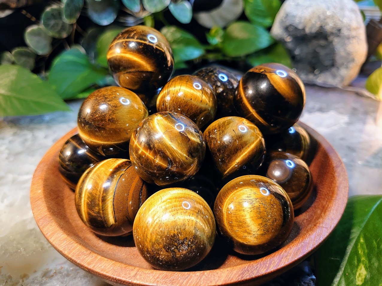 30-35mm Golden Tiger's Eye Spheres from Prieska, South Africa for Crystal Healing & Grids / Meditation / Energy Work / Home and Altar Decor