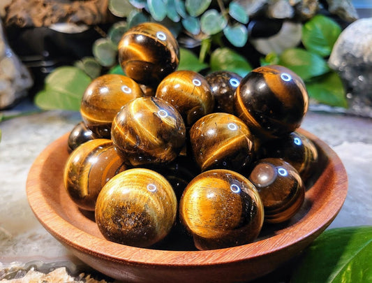 30-35mm Golden Tiger's Eye Spheres from Prieska, South Africa for Crystal Healing & Grids / Meditation / Energy Work / Home and Altar Decor