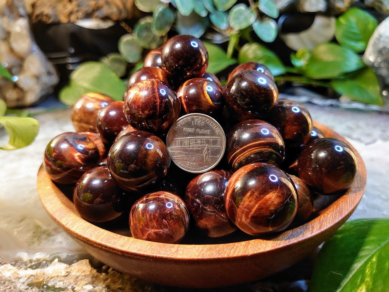 25-30mm Red Tiger's Eye Spheres from Prieska, South Africa for Crystal Healing & Grids / Meditation / Energy Work / Home and Altar Decor