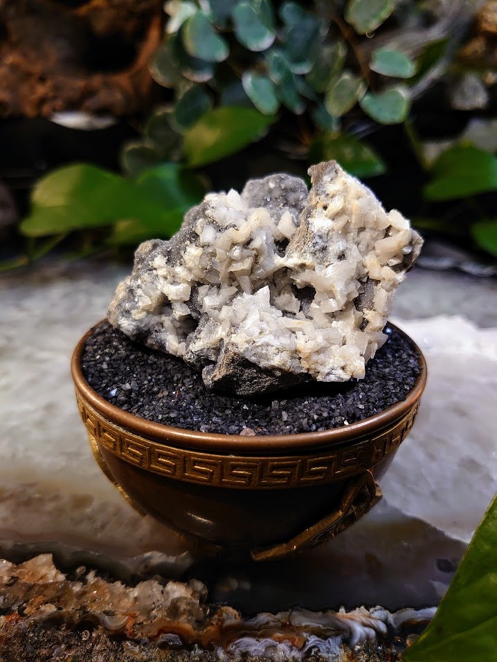 126g Calcite on Dolomite Druzy from Carthage, Tennessee for Collection / Home and Altar Decor / Reiki / Meditation