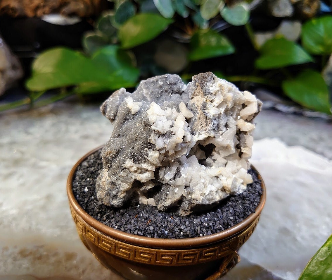 126g Calcite on Dolomite Druzy from Carthage, Tennessee for Collection / Home and Altar Decor / Reiki / Meditation