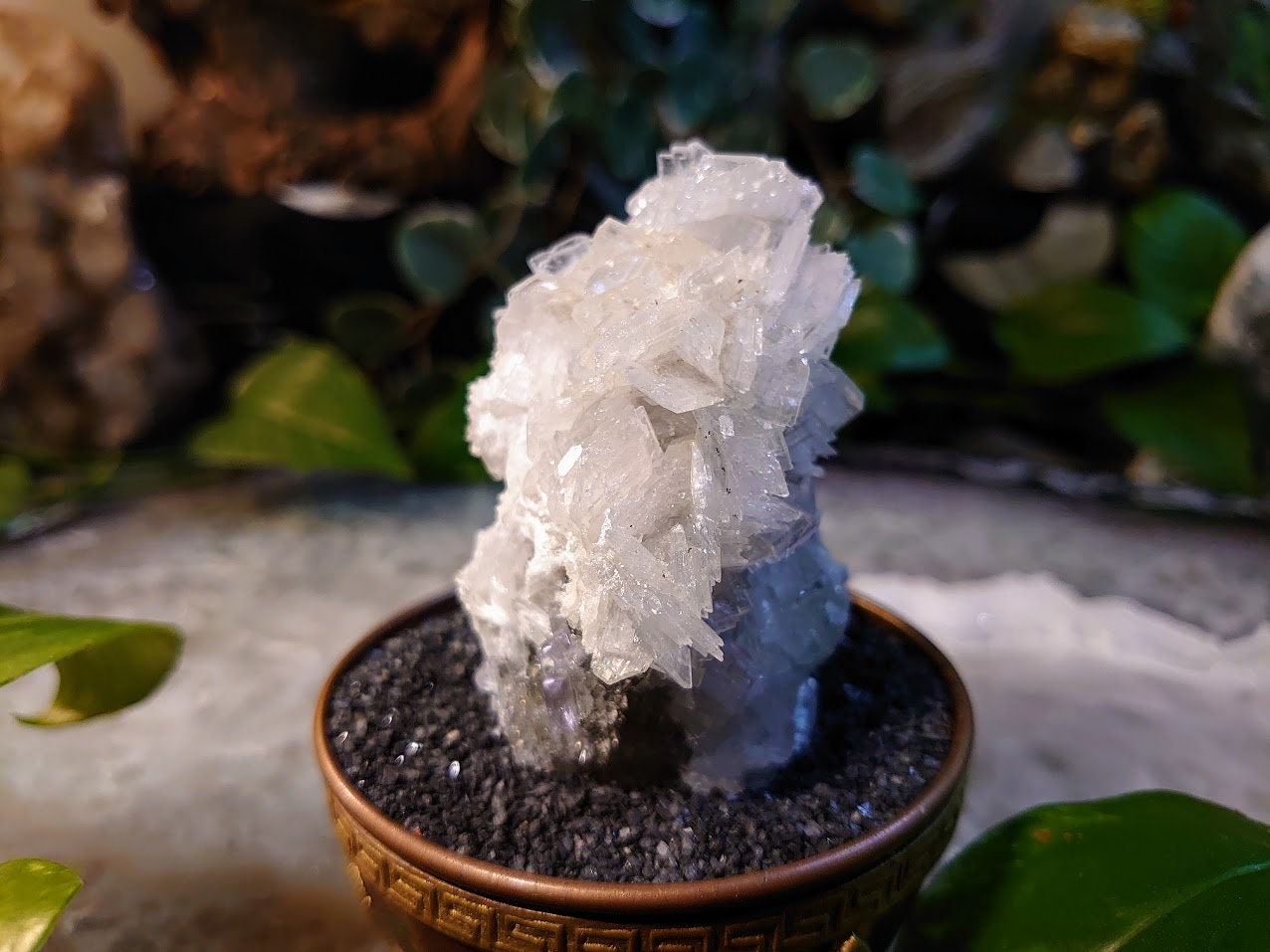 196g Clear Barite Cluster with Fluorite and Quartz Druzy from Emilio Mine, Asturias, Spain for Collection / Home & Altar Decor / Meditation