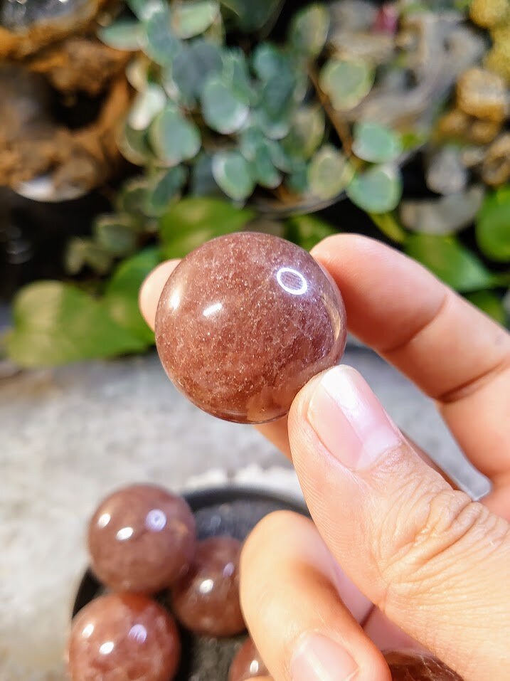 Strawberry Quartz Spheres from Tanzania for Crystal Healing / Meditation / Reiki / Home and Altar Decor / Gifting