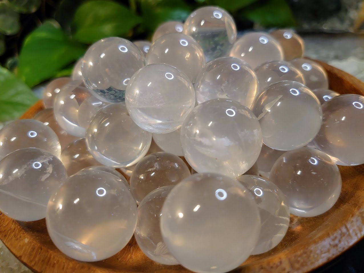 Small Ice Quartz Star Spheres from Brazil for Crystal Healing / Meditation / Reiki / Home and Altar Decor / Gifting