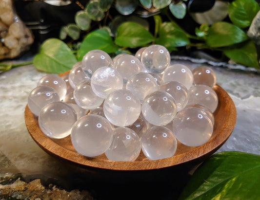 Small Ice Quartz Star Spheres from Brazil for Crystal Healing / Meditation / Reiki / Home and Altar Decor / Gifting