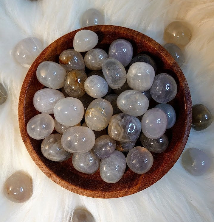 Blue Rose Quartz Tumbled Stone/Pocket Stone from Madagascar for Crystal Healing / Grid Creation / Home & and Altar Decor