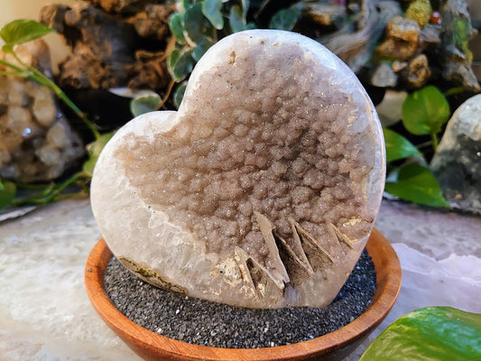 710g "The Lifeline" Quartz Druzy Heart from Uruguay for Altar and Home Decor / Energy Work / Crystal Healing / Reiki