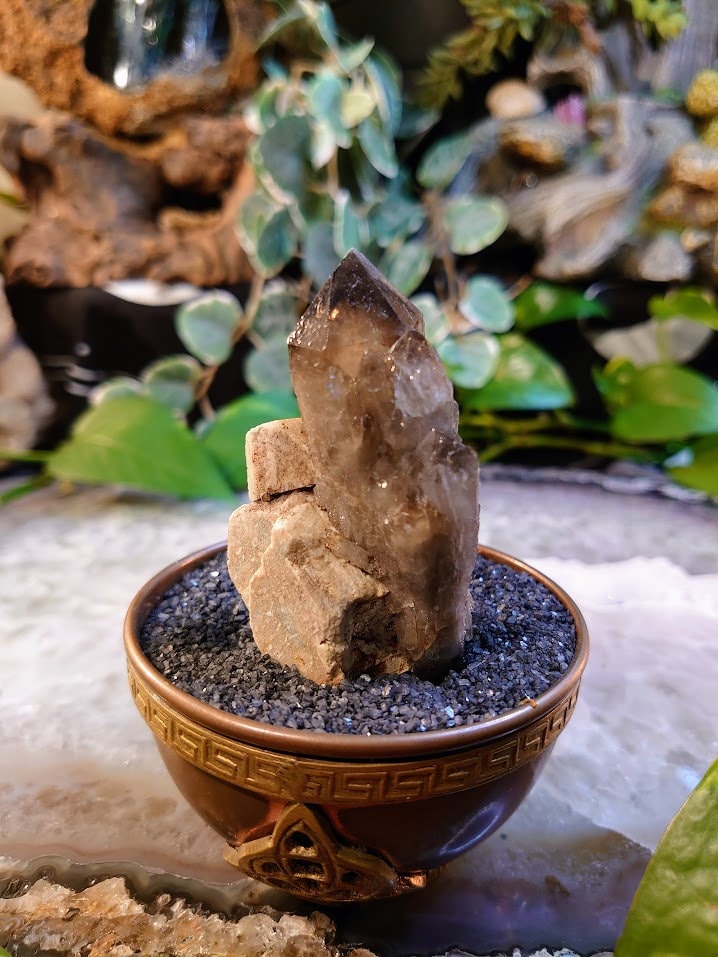 72.1g Unique Double Terminated Smoky Quartz on Feldspar from Malawi for Home and Altar Decor / Collection / Meditation