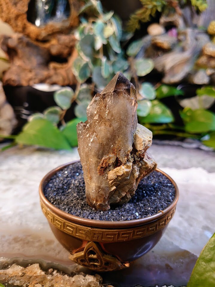 72.1g Unique Double Terminated Smoky Quartz on Feldspar from Malawi for Home and Altar Decor / Collection / Meditation