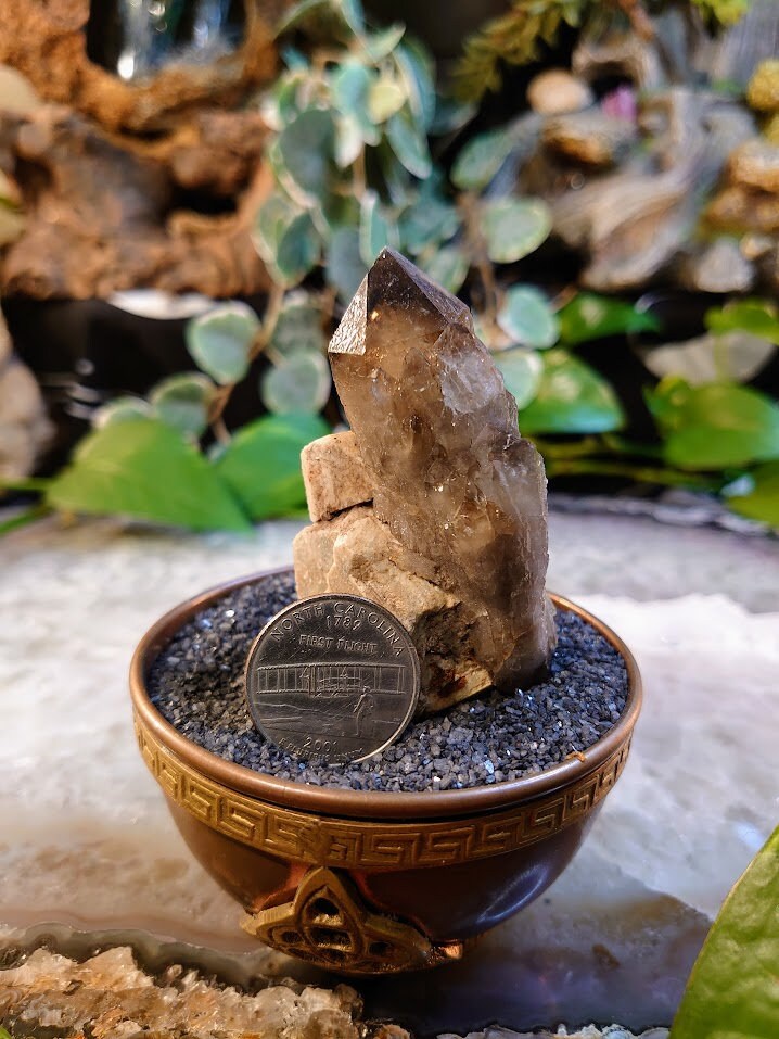 72.1g Unique Double Terminated Smoky Quartz on Feldspar from Malawi for Home and Altar Decor / Collection / Meditation