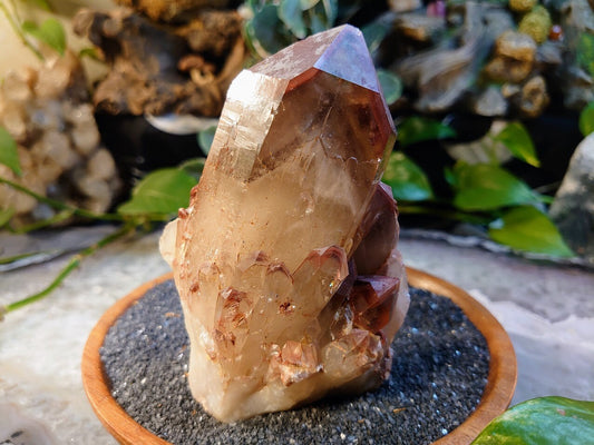 446g Red Hematoid Quartz Cluster on Matrix with Phantoms from Zambia for Home and Altar Decor / Collection / Energy