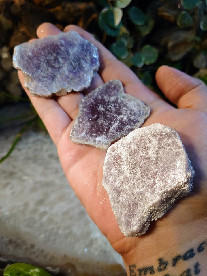 Lepidolite Slices/Slabs from Brazil for Crystal Healing & Grids/ Reiki/ Meditation/ Energy Work/ Gem and Mineral Collections