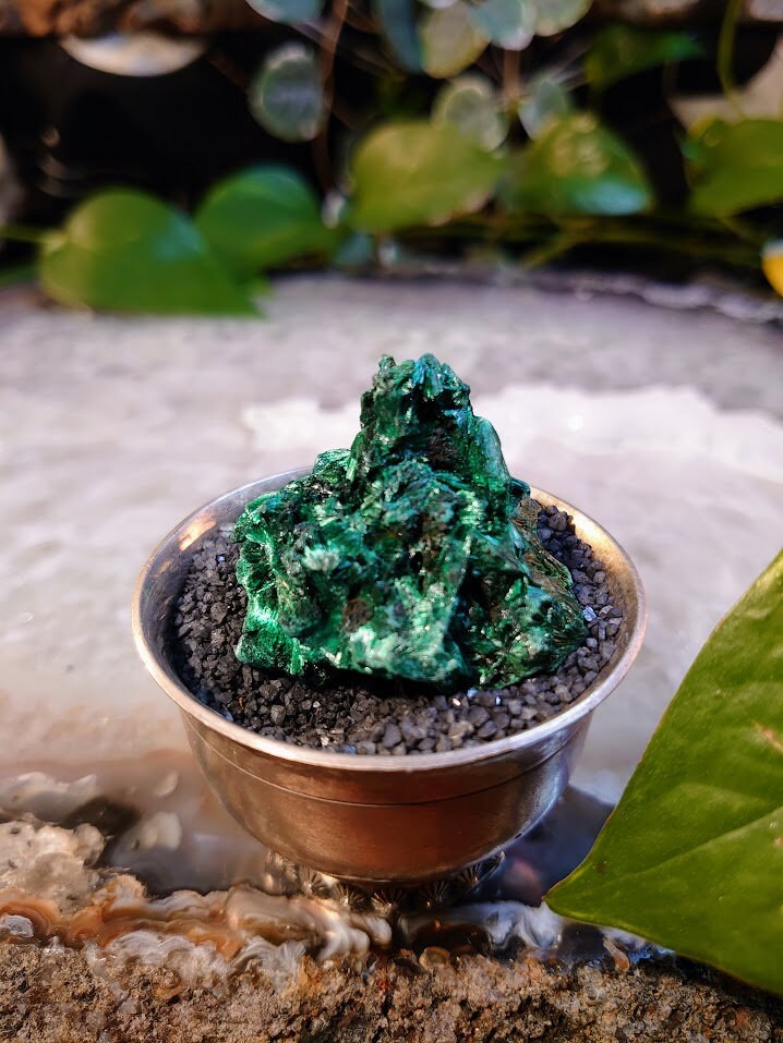 36.6g Small Silky Fibrous Malachite Specimen from Kasompe, Congo for Home and Altar Decor / Collection / Crystal Healing