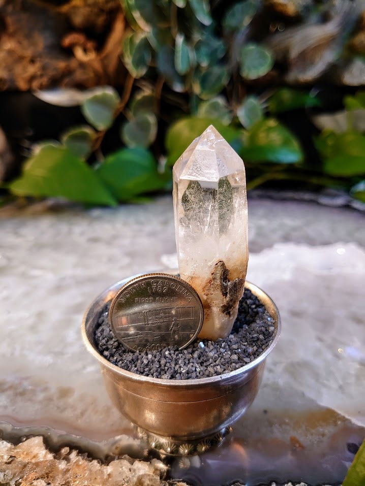 28.4g Congo Lemurian Clear Quartz Point with Phantom from DRC for Crystal Healing / Meditation / Collection