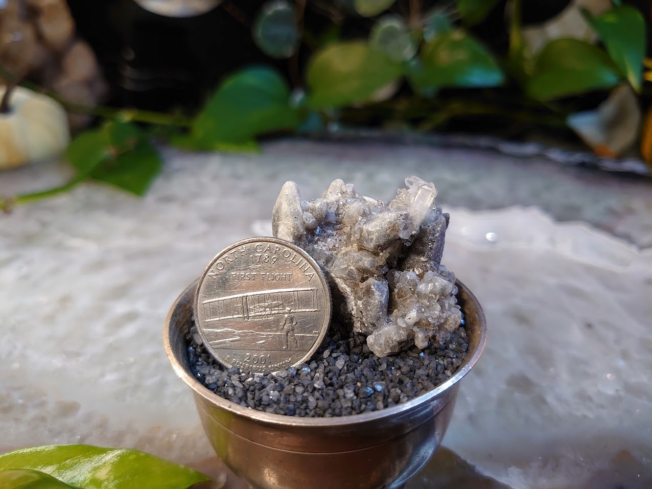 20.4g Quartz Cluster with Dogtooth Hematite Calcite on Matrix From Namibia / Thumbnail Specimen / for Desk Decor / Meditation / Collection