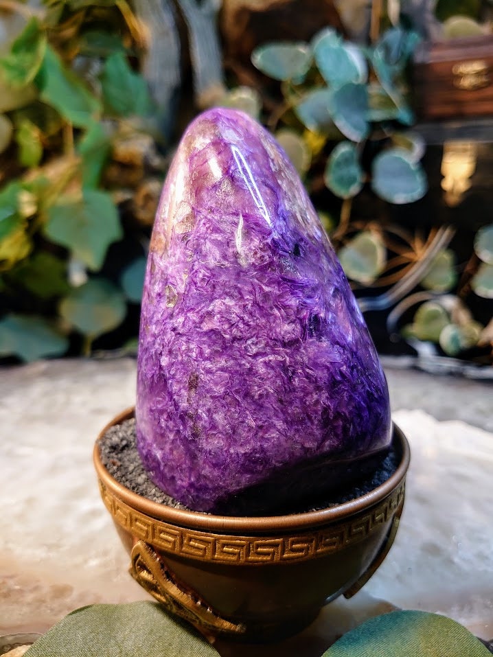 443g High Grade Charoite Polished Free Form / Self Standing for Home & Altar Decor / Meditation / Collection