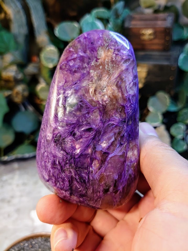 443g High Grade Charoite Polished Free Form / Self Standing for Home & Altar Decor / Meditation / Collection