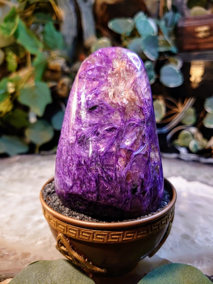 443g High Grade Charoite Polished Free Form / Self Standing for Home & Altar Decor / Meditation / Collection