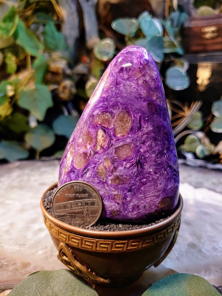 443g High Grade Charoite Polished Free Form / Self Standing for Home & Altar Decor / Meditation / Collection