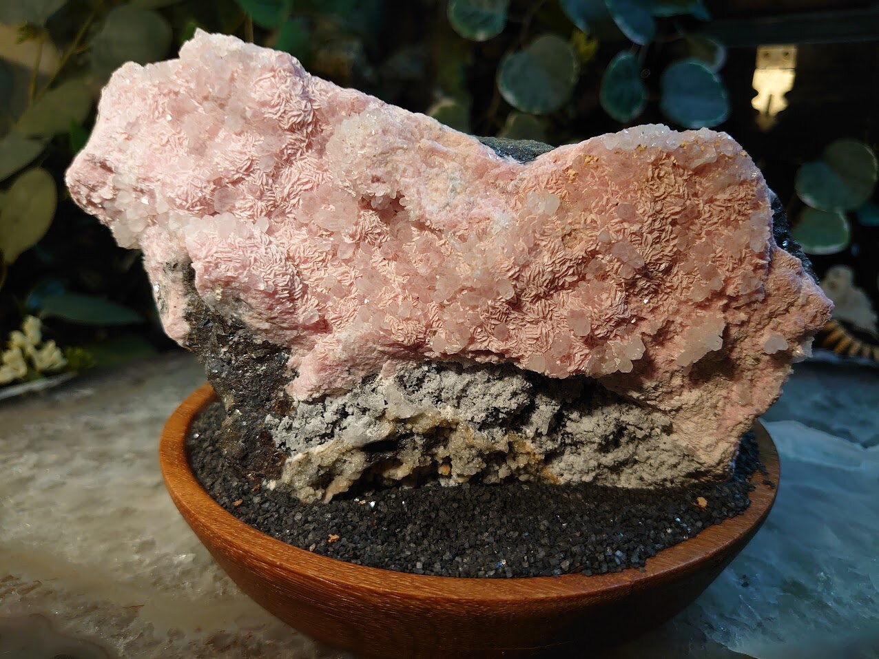 1,646g Large Rhodochrosite Cabinet Specimen with Quartz, Sphalerite and Pyrite from Peru for Home and Altar Decor / Collection / Energy