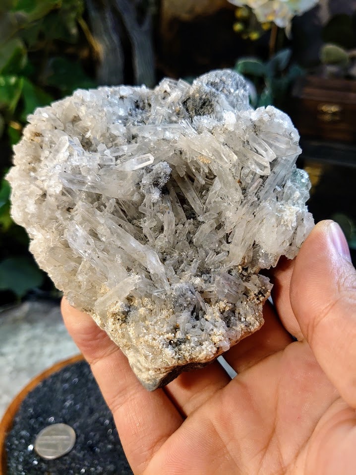 310g Quartz Needle Cluster with Pyrite and Fluorite Inclusions from Peru for Home and Altar Decor / Collection / Energy