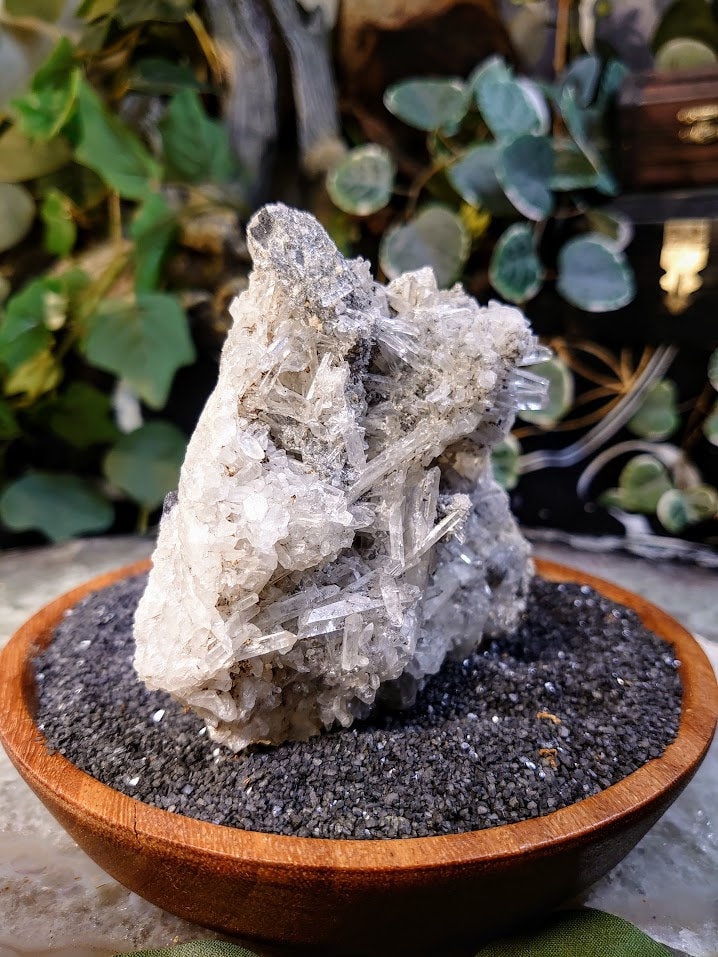 310g Quartz Needle Cluster with Pyrite and Fluorite Inclusions from Peru for Home and Altar Decor / Collection / Energy