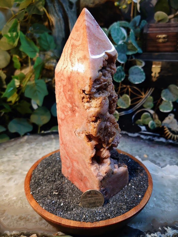 7.75" Pink Amethyst Generator/Obelisk/Tower with Quartz Pockets from Brazil for Crystal Healing/ Meditation/ Altar & Home Decor/ Collection