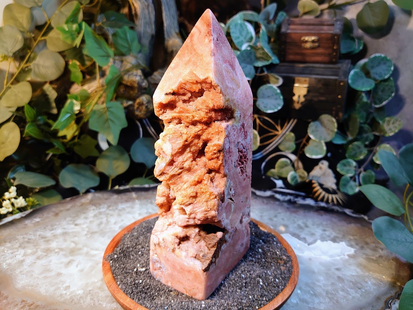 7.75" Pink Amethyst Generator/Obelisk/Tower with Quartz Pockets from Brazil for Crystal Healing/ Meditation/ Altar & Home Decor/ Collection