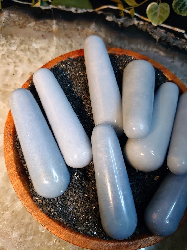 Angelite Massage Mini Wands/ for Massage Therapy/ Travel Sized /Crystal Healing/ Accupressure/ Reiki/ Energy Work/ Body Work