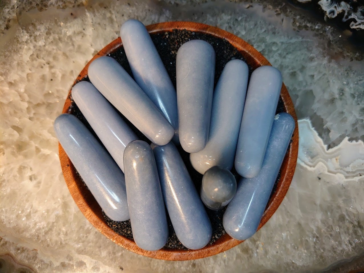 Angelite Massage Mini Wands/ for Massage Therapy/ Travel Sized /Crystal Healing/ Accupressure/ Reiki/ Energy Work/ Body Work