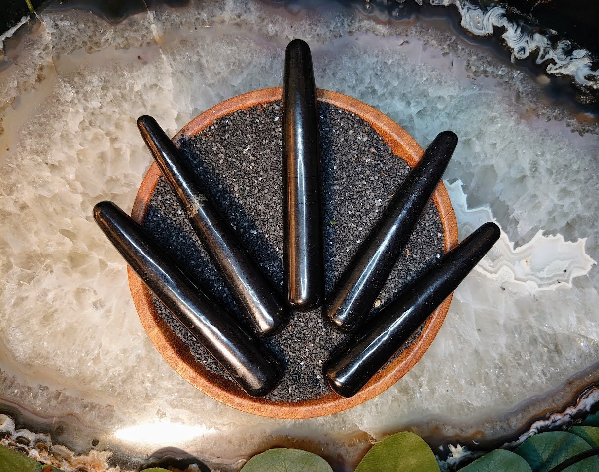 Shungite Massage Wands/ for Massage Therapy/ Crystal Healing/ Acupressure/ Reiki/ Energy Work/ Body Work