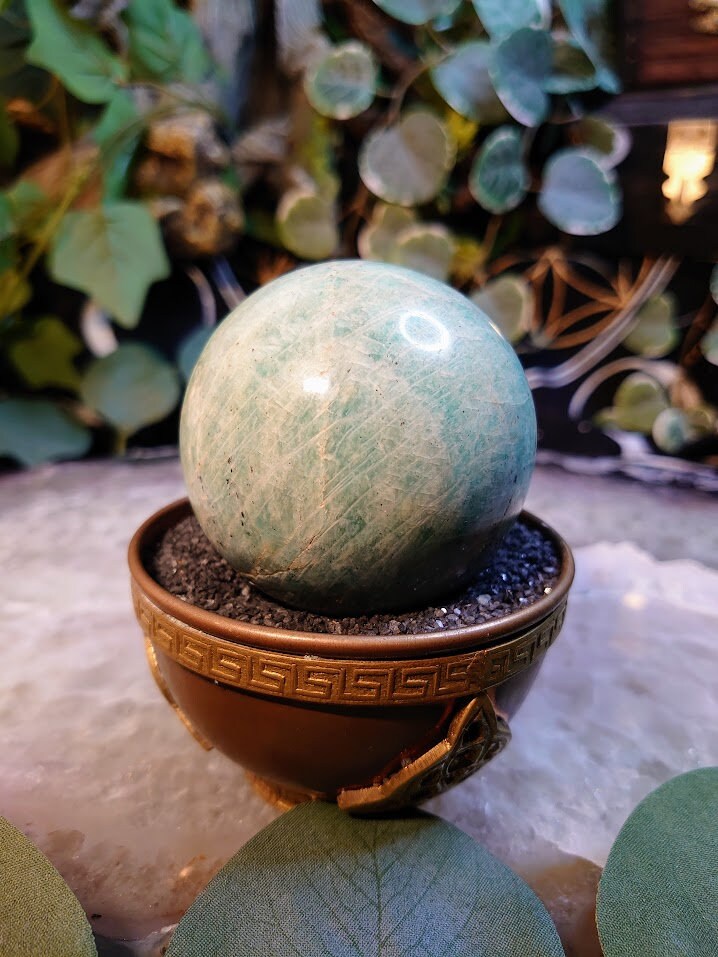 2 1/4" Amazonite Sphere from Madagascar for Altar and Home Decor / Energy Work / Crystal Healing / Reiki