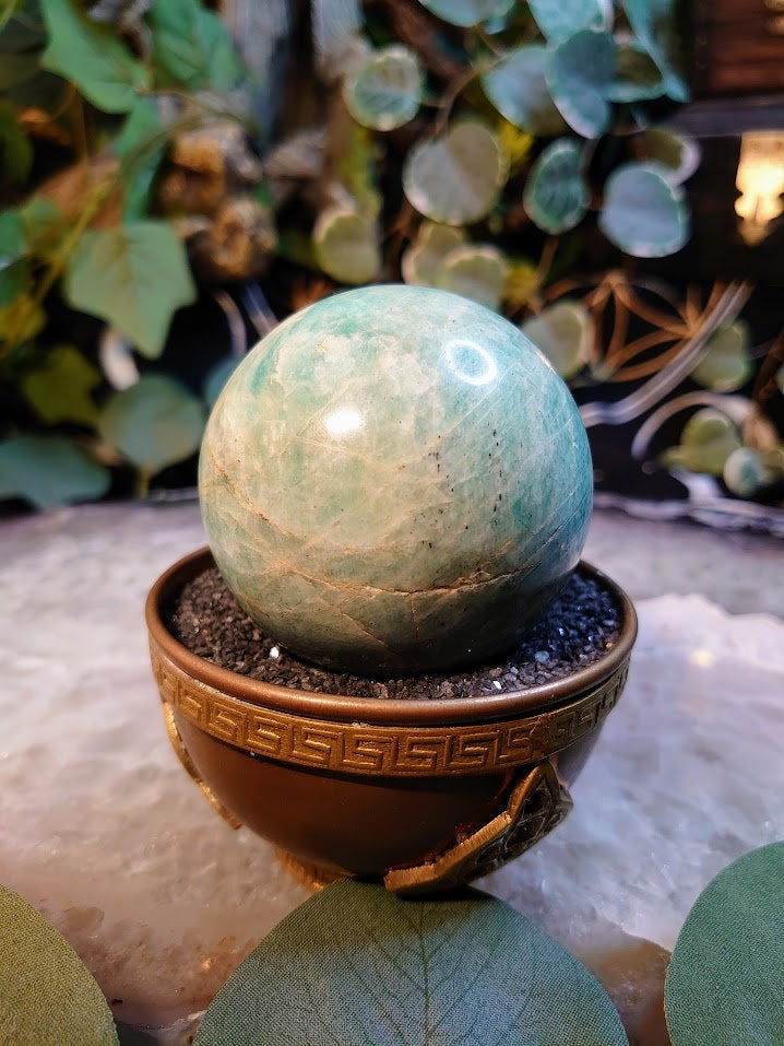 2 1/4" Amazonite Sphere from Madagascar for Altar and Home Decor / Energy Work / Crystal Healing / Reiki