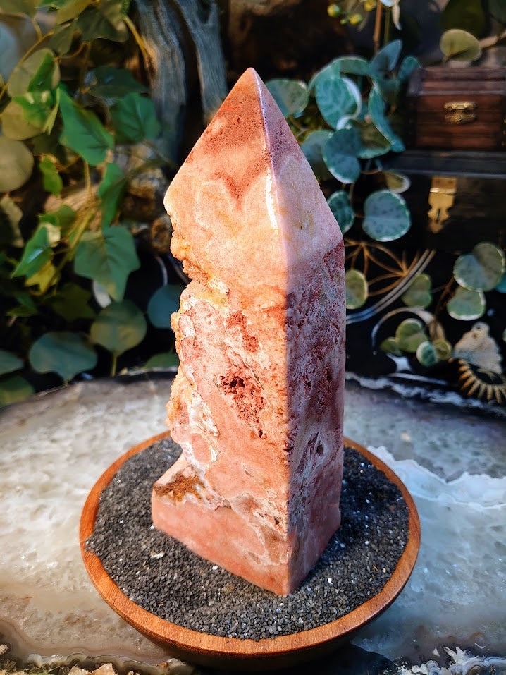 7.75" Pink Amethyst Generator/Obelisk/Tower with Quartz Pockets from Brazil for Crystal Healing/ Meditation/ Altar & Home Decor/ Collection